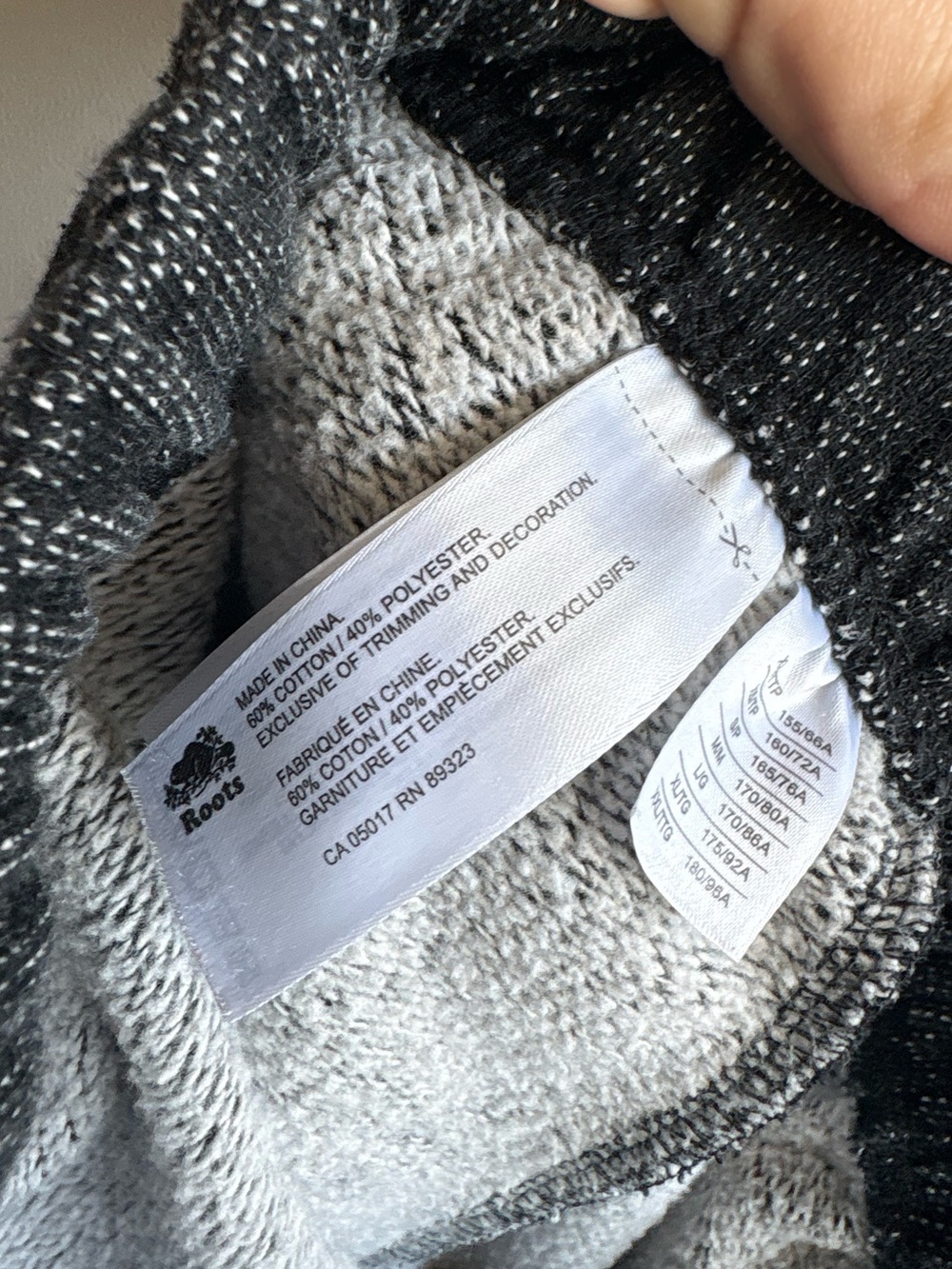 Roots Charcoal Salt & Pepper Jogger Sweatpants | Fleece Lined | Size M/L - Picture 9 of 9